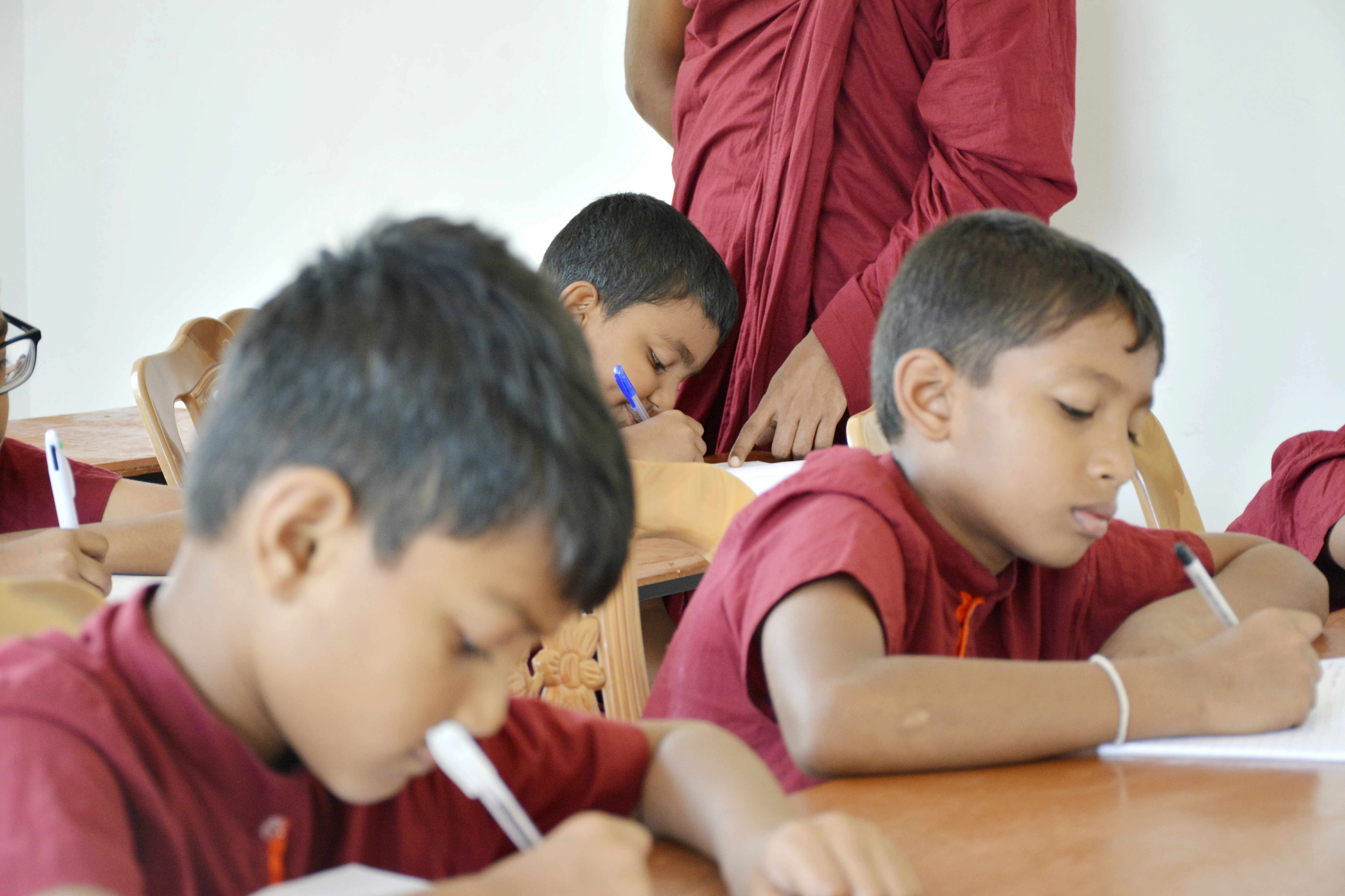 Young monks studying